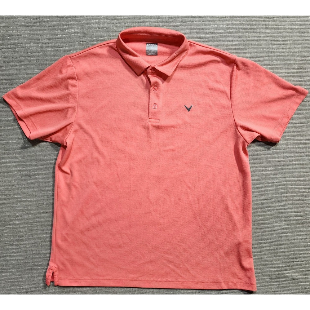 Callaway Opti-Dri Men XL Golf Polo Shirt Coral Pink Short Sleeve Performance